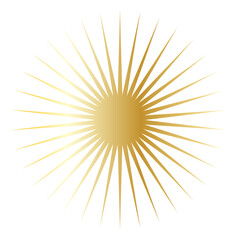 Gold Sun Star Symbol Icon. Christmas or New Year Decoration Part Element.