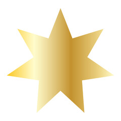 Gold Sun Star Symbol Icon. Christmas or New Year Decoration Part Element.