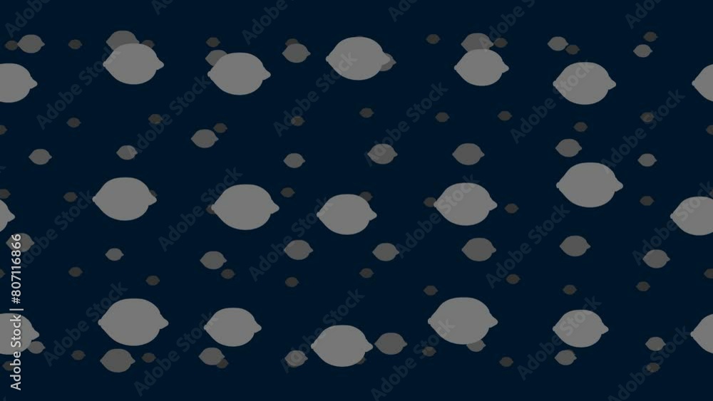 Poster lemon symbols float horizontally from left to right. parallax fly effect. floating symbols are locat