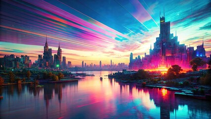 view of the city cyberpunk background