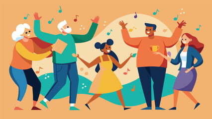 As the music played on people of all ages and backgrounds came together in perfect harmony proving the universal language of music. Vector illustration