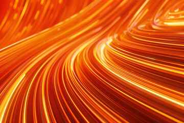 Bright orange swirling lines with a shiny texture creating a hypnotic abstract pattern