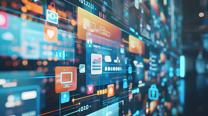 An image of a marketing campaign with social media ads, email newsletters, and website analytics