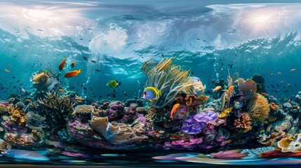 Fototapeta na wymiar Vibrant Alien Sea Creatures in Surreal Underwater World AI Generated
