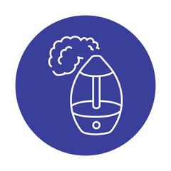 Humidifier with steam black line icon. Household appliance.
