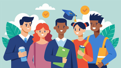 A group of students from a collectivist culture express a deep sense of obligation to pay off each others student loans as a collective. Vector illustration