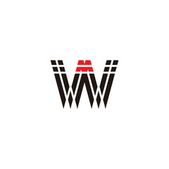 letter w pencil shapes stripes logo vector