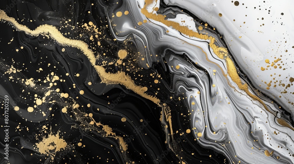 Poster abstract liquid marble design painting background with textured gold splashes, adding dimension and 