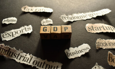 A close up picture of letters GDP representing gross domestic product.