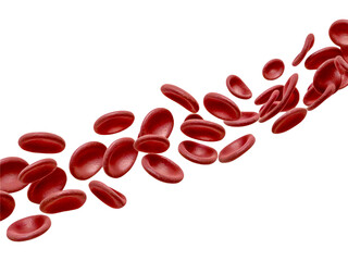 Red blood cells isolated on white, transparent background, Png.