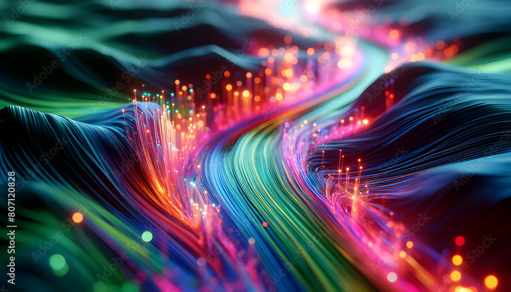 Poster the creative and colorful close-up landscape image related to artificial intelligence. the image fea