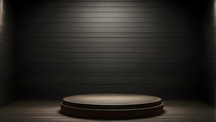Sleek Product Presentation Platform: Wooden Podium Design
