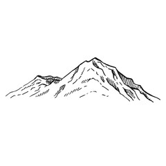 Mountain isolated on white background. Hand drawn vector illustration.