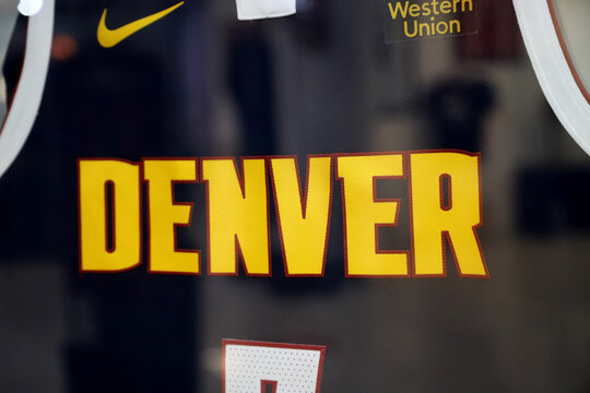 
Denver team NBA t-shirt. Campazzo's basketball shirt exhibited at the Kempes Sports Museum, C&oacute;rdoba, Argentina.