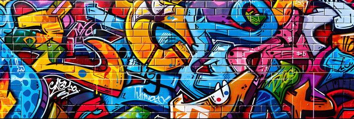 Naklejka premium Bold, Vibrant Urban Slang - A Representation of Graffiti Culture and Street Art