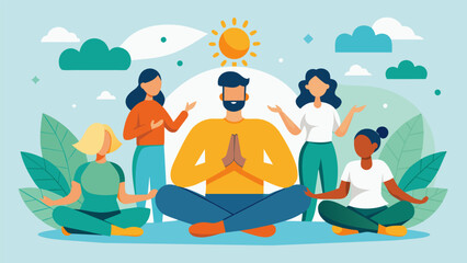 A supportive and understanding atmosphere is created as participants are reminded to listen to their bodies and not push beyond their limits.. Vector illustration