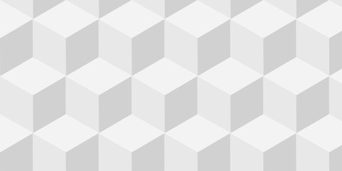 Abstract white and gray style minimal blank cubic. Geometric pattern illustration mosaic, square and triangle wallpaper. Seamless cube technology business concept.