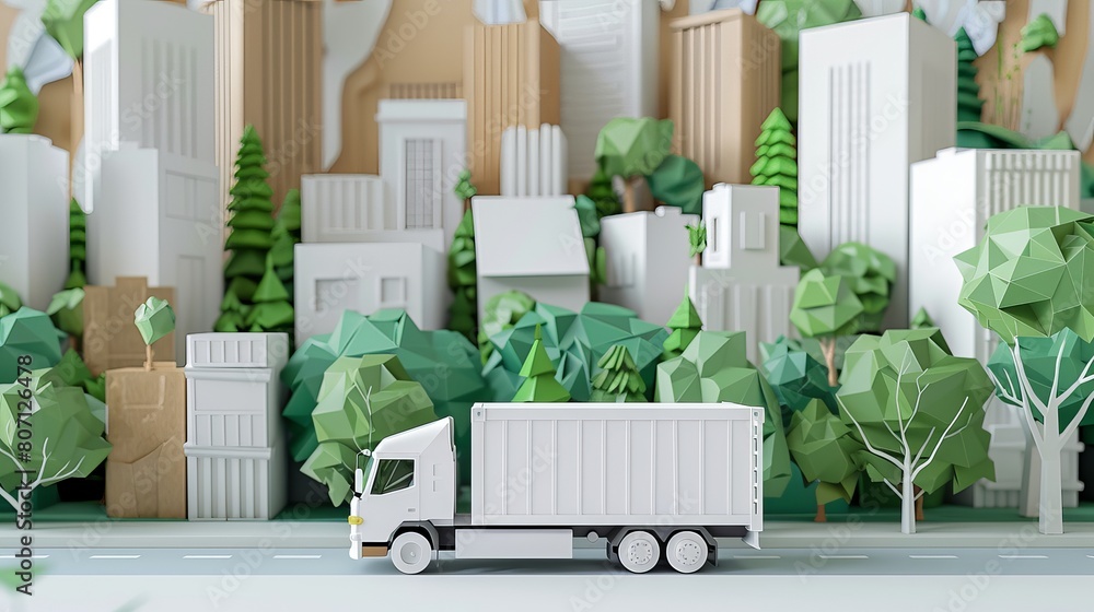 Poster logistic operations depicted in a paper cut style, offering a visually striking representation.