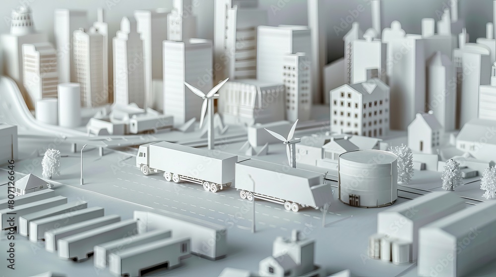 Poster logistic operations depicted in a paper cut style, offering a visually striking representation.