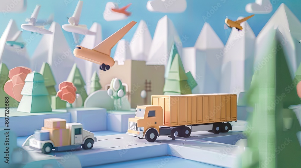Poster logistic operations depicted in a paper cut style, offering a visually striking representation.