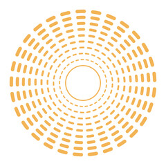 Abstract geometric sun, full moon with halo line art illustration. Dragon Boat Festival, Mid Autumn Festival, traditional holiday clip art, card, banner element. Asian style design, isolated vector.