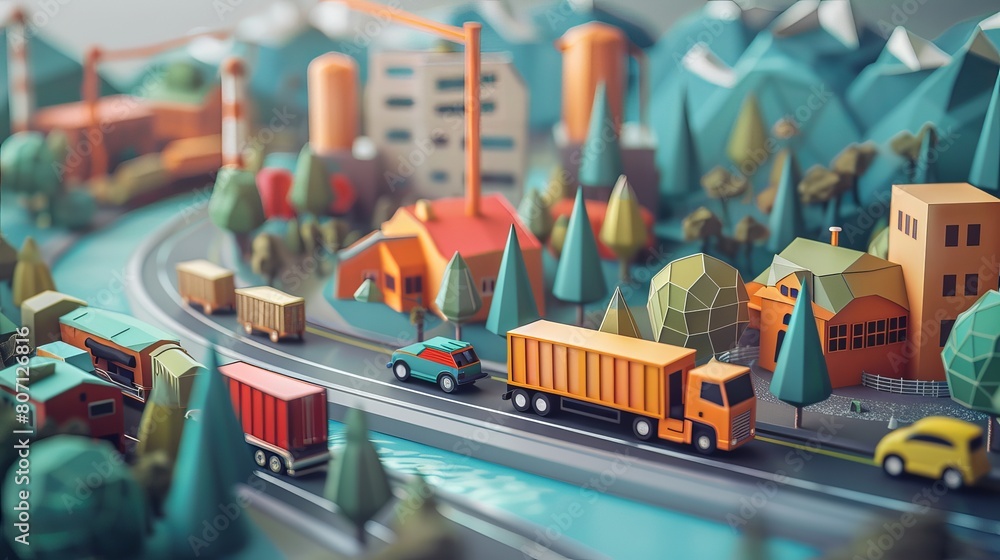Poster logistic operations depicted in a paper cut style, offering a visually striking representation.