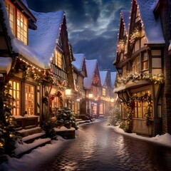 Christmas street in old town of Strasbourg, Alsace, France