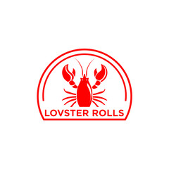 lobster roll logo complete with red lobster illustration