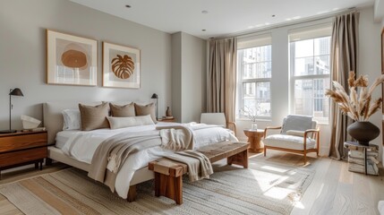 Scandinavian interior design of the modern bedroom