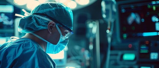 Closeup of an anesthesiologist monitoring vital signs