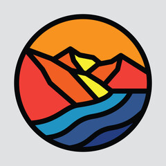 Mountains and river graphic illustration vector art t-shirt design