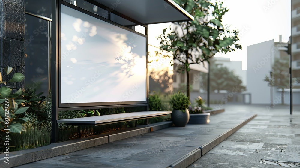 Poster rendered in 3d, a blank mock-up signboard awaits customization.