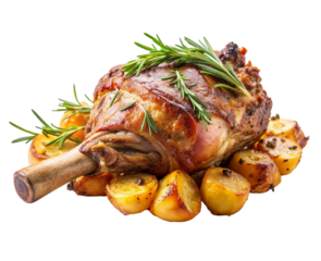 Roasted pork shank with rosemary and potatoes