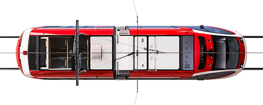 City Tram. Top Plan View. Urban Transportation Isolated Template. Ai Generative