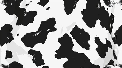 Vector design illustration presenting a cow texture pattern, featuring random bovine spots hand-drawn to create a farm animal textural banner.