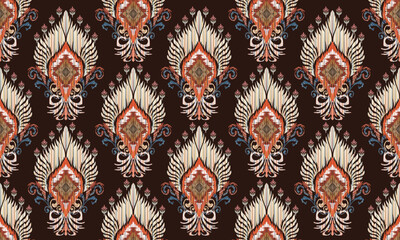 Hand draw Ikat floral paisley embroidery.geometric ethnic oriental pattern traditional.Aztec style abstract vector illustration.great for textiles, banners, wallpapers, wrapping vector design.