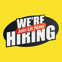 We are hiring, job offer icon. Company staff wanted, vacancy advertisement banner or sign