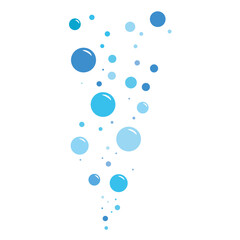 Bubbles, sparkles in water, sea, aquarium. Underwater fizzing air bubbles isolated on white background