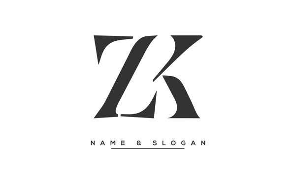 ZK, KZ, Z, K Abstract Letters Logo Monogram