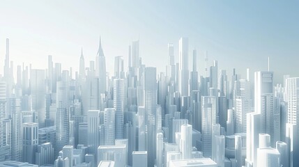 Visualization of a future city or cyber cityscape, showcasing ultra-modern and futuristic-looking buildings rendered in a silvery hue.