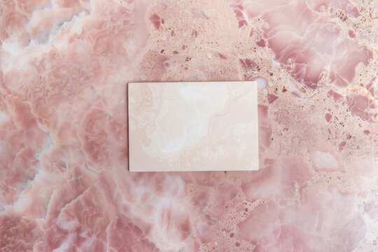 Top view of blank business cardle background. Mockup for branding identity.