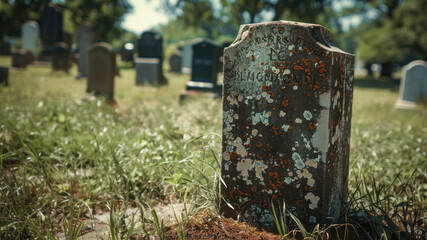Gravestones at a cemetery in the United States of America.