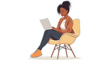 Illustration of a woman working with laptop