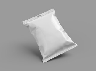 Naklejka premium Realistic 3d rendered package for food snack, chips, cookies, peanuts, candy on a light background