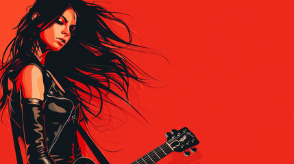 Naklejka premium Illustration of a woman playing a musical instrument