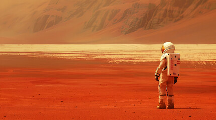 Astronaut&rsquo;s solitary journey on a desolate Martian terrain