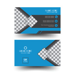 Double-sided creative Blue vector business card or Visiting card design. Modern and simple business card design. Personal visiting card with company logo.
