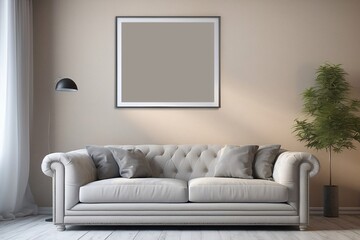 Mock up wall art frame for printable living room interior