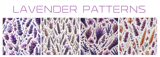Lavender Field Seamless Pattern. 