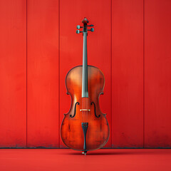 Red Cello Bathed in Sunlight in a Vibrant Room